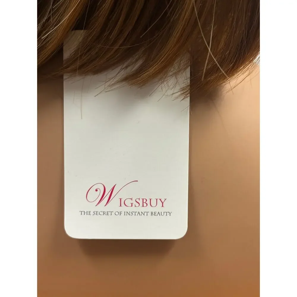 WigsBuy Strawberry Blonde Synthetic Bob Wig with Bangs Short Straight 12